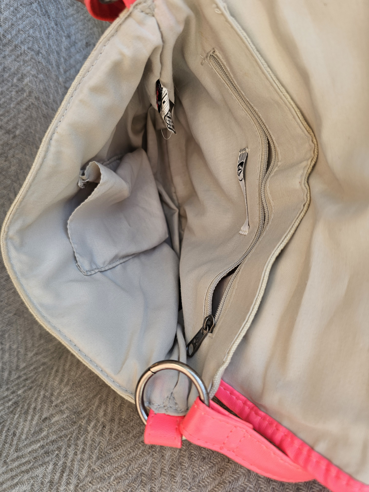 Volcom Cream and Hot Pink Crossbody Canvas and Vegan Leather Bag image indicator(5)