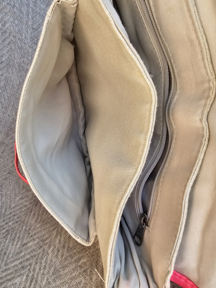 Volcom Cream and Hot Pink Crossbody Canvas and Vegan Leather Bag image indicator(7)