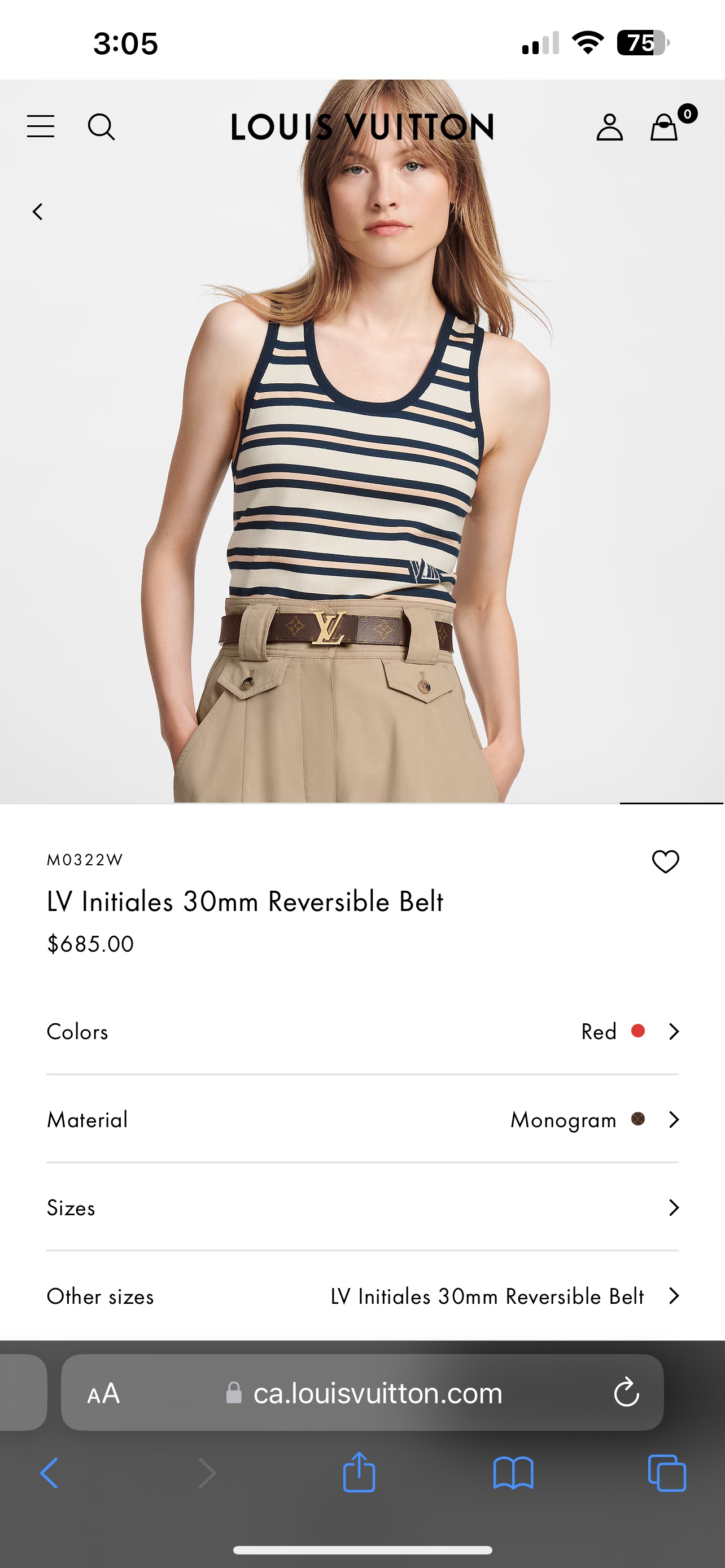 Louis Vuitton Women LV Initiales 30mm Reversible Belt image indicator(10)