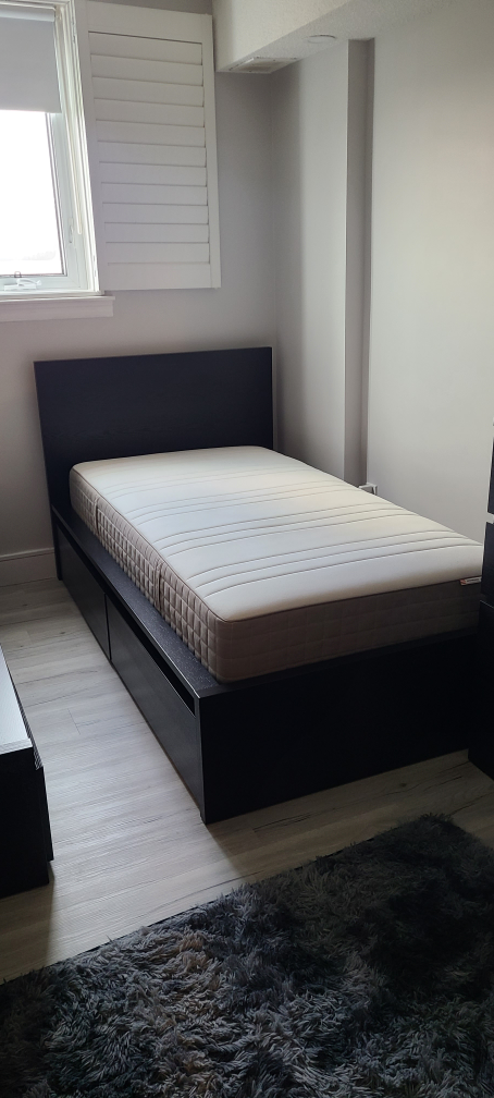 Ikea twin bed + mattress + storages