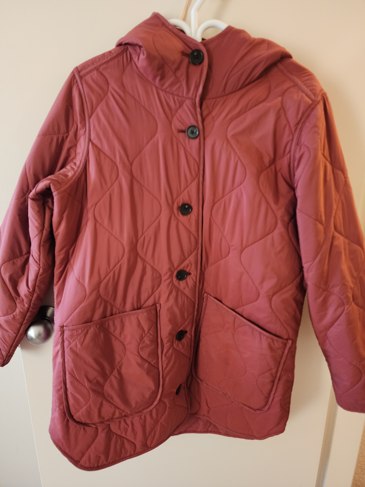 Quilted oversized  utility coat with hood thumbnail