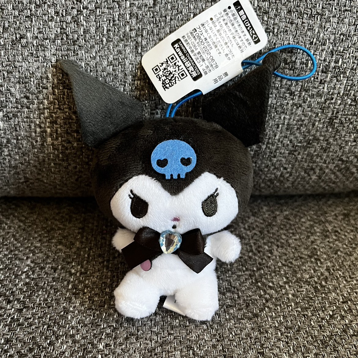 BNWT Japan Sanrio 4.5” Kuromi Crystal heart plush hanger - blue thumbnail