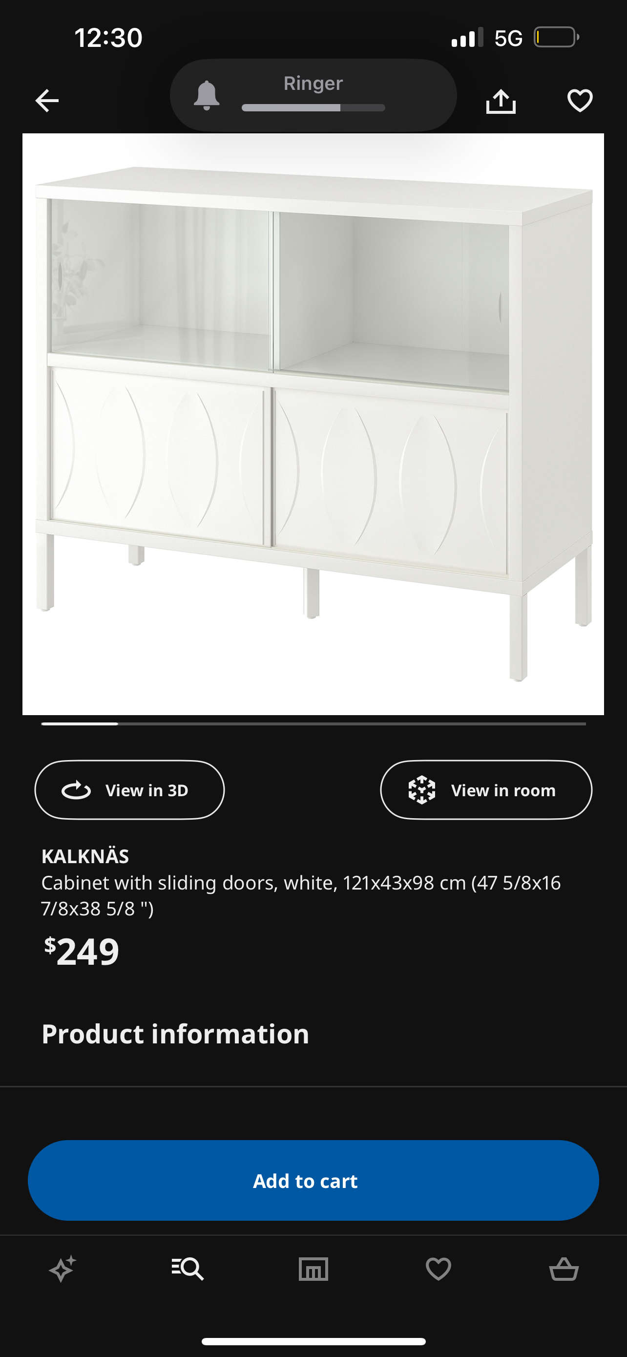 IKEA kalknas cabinet with sliding doors - photo 4