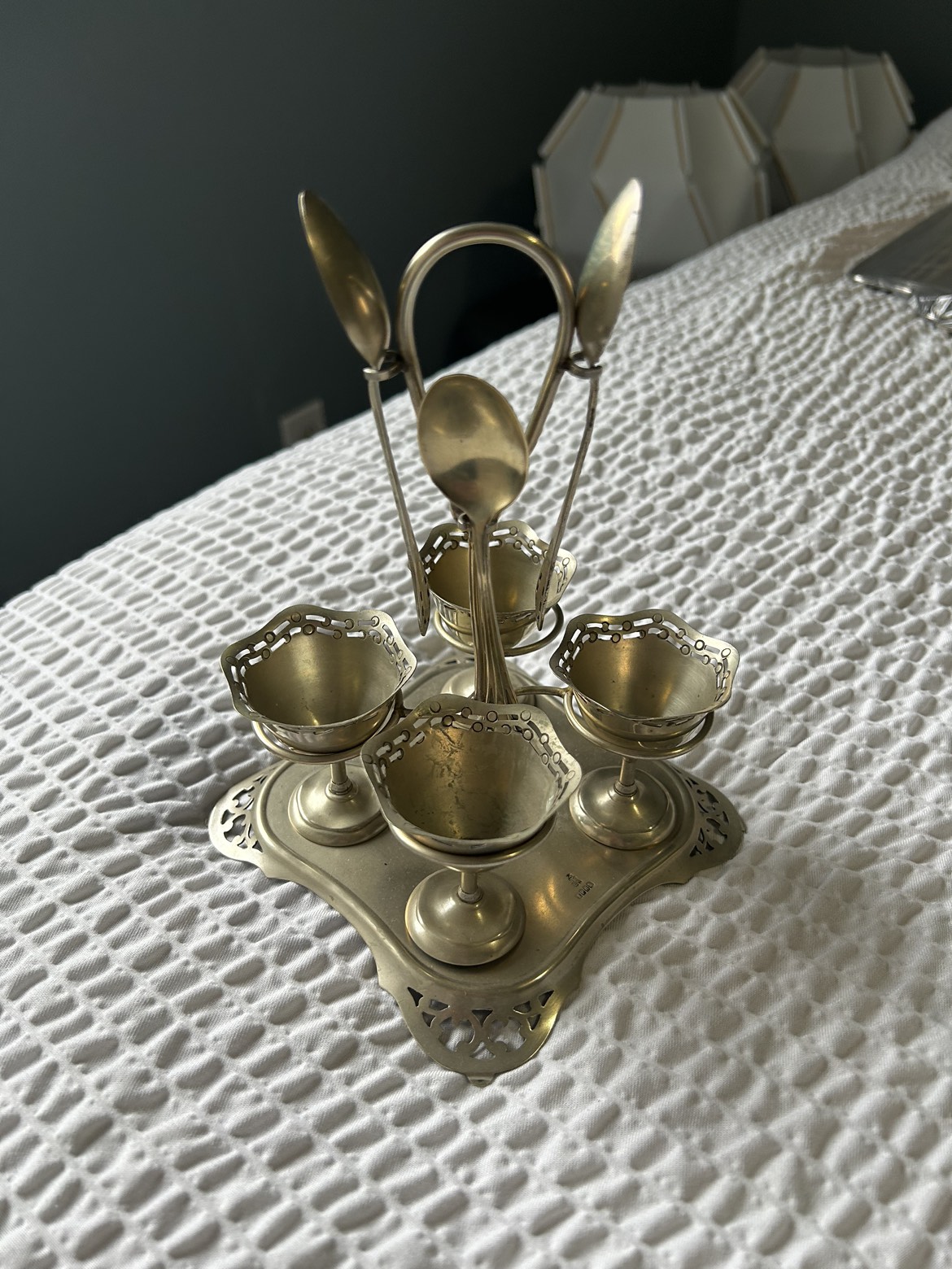 Vintage Antique Egg Cups and Holder image indicator(3)