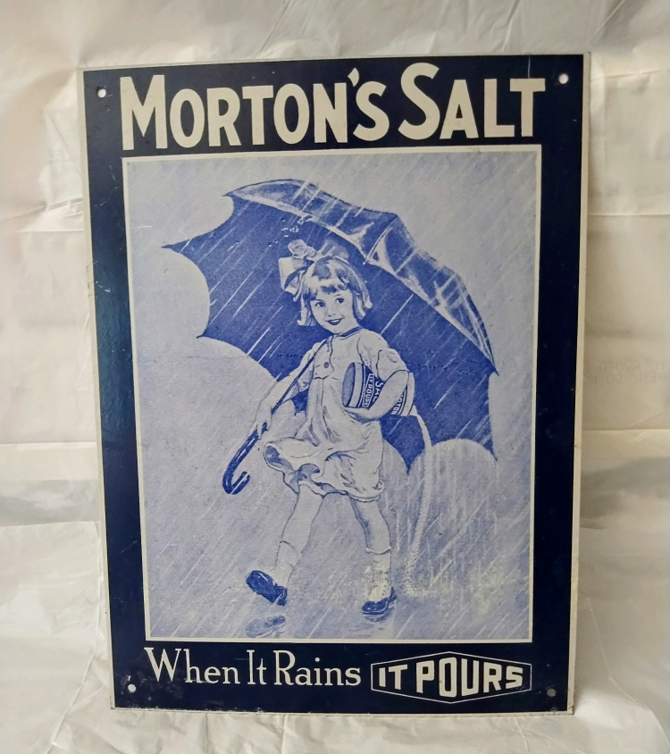 2 Vintage Morton Salt Tin Signs - photo 2