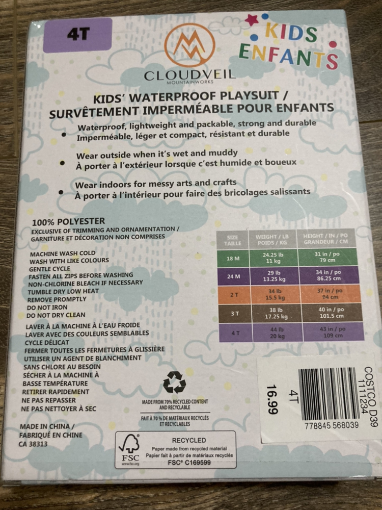 Brand new 4T kids rainsuit image indicator(2)