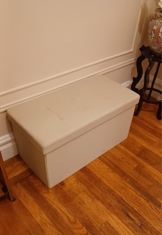 30-inch Folding Storage Ottoman with Removable Bin (Beige) image indicator(6)