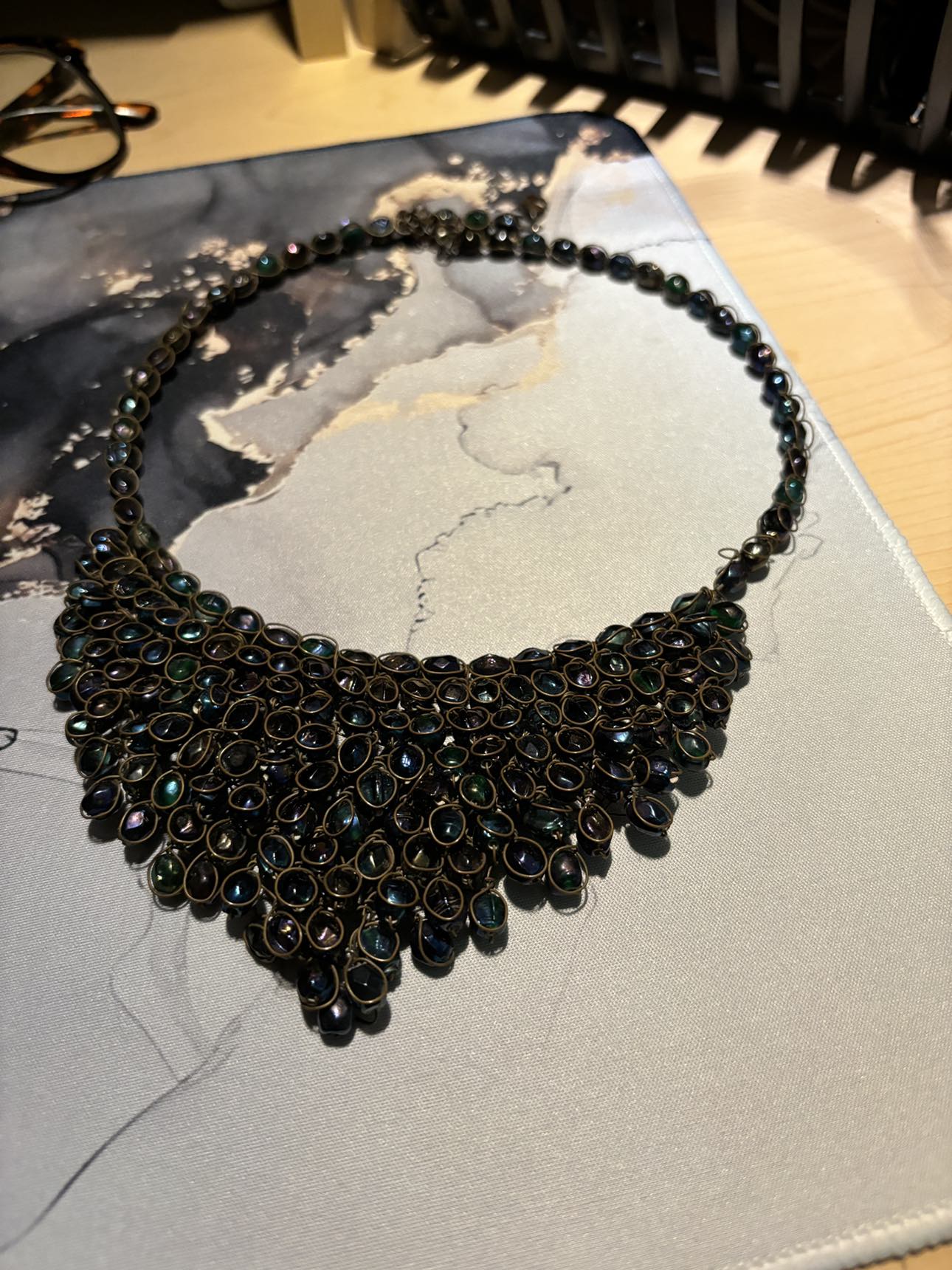 Necklace (choker- peacock color shades)