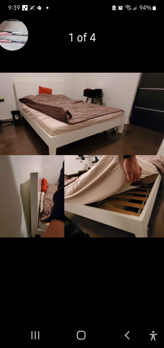 Sofa(2 pcs), queen bed frame, mattress, shag carpet - photo 3