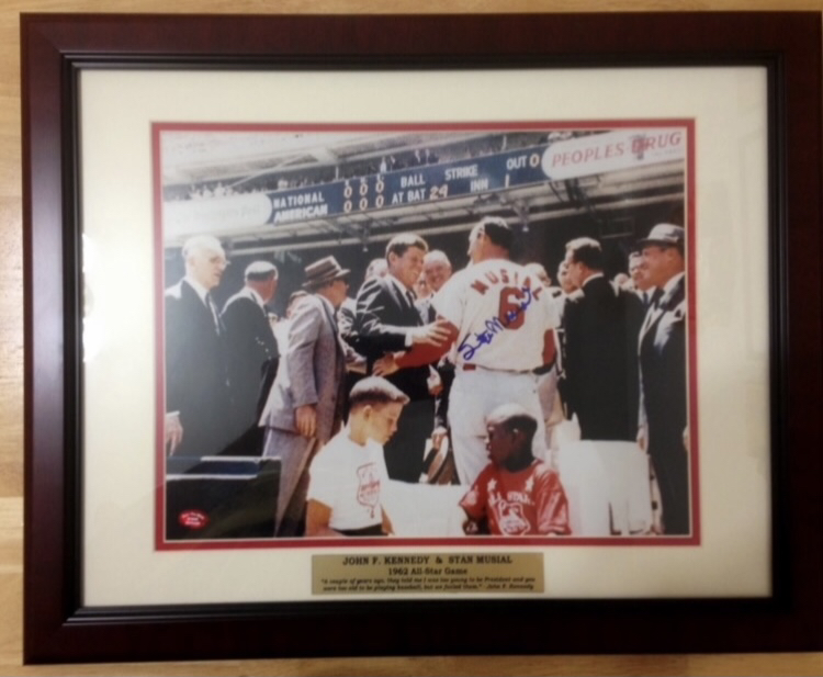Stan Musial Autographed Framed Photo w President Kennedy thumbnail