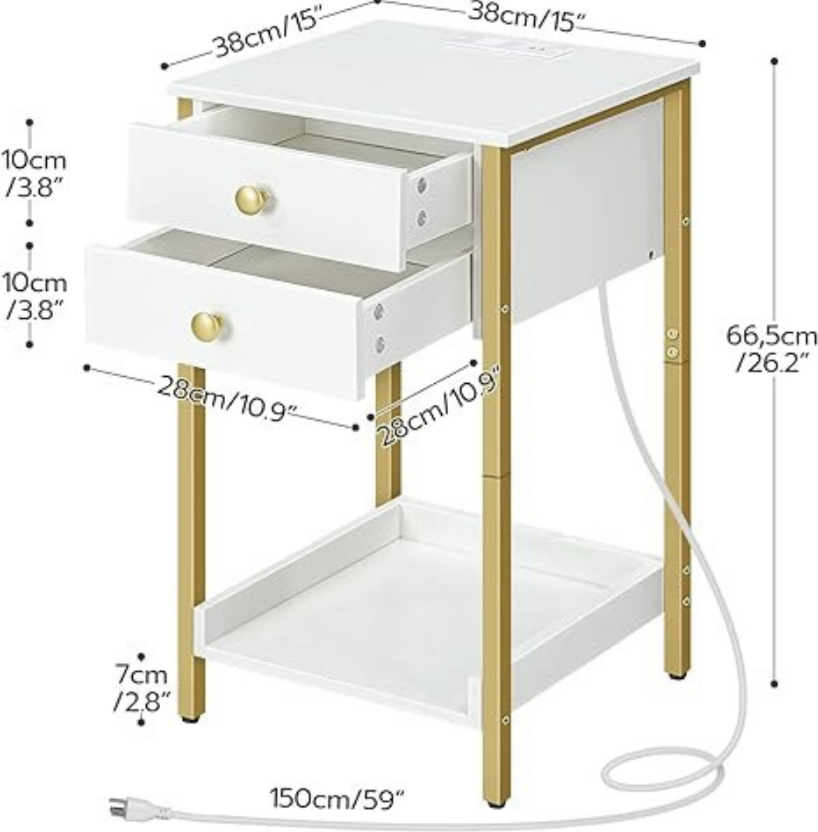 HOOBRO Tall Nightstand, Bedside Table with Outlet and USB Ports - photo 2
