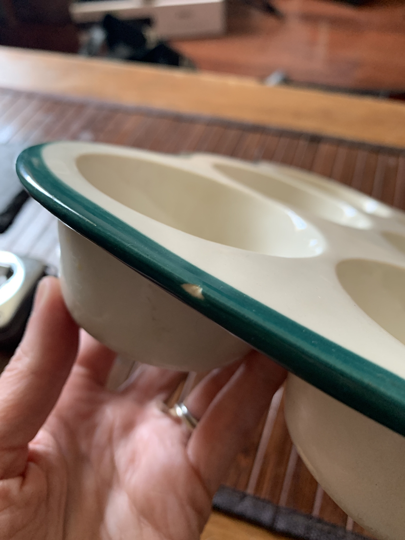 Vintage Ceramic Muffin Pan Cherry Pattern - photo 4