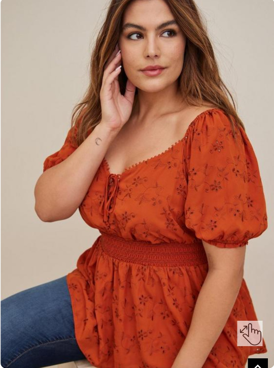 Torrid plus size smocked puffed sleeve top thumbnail