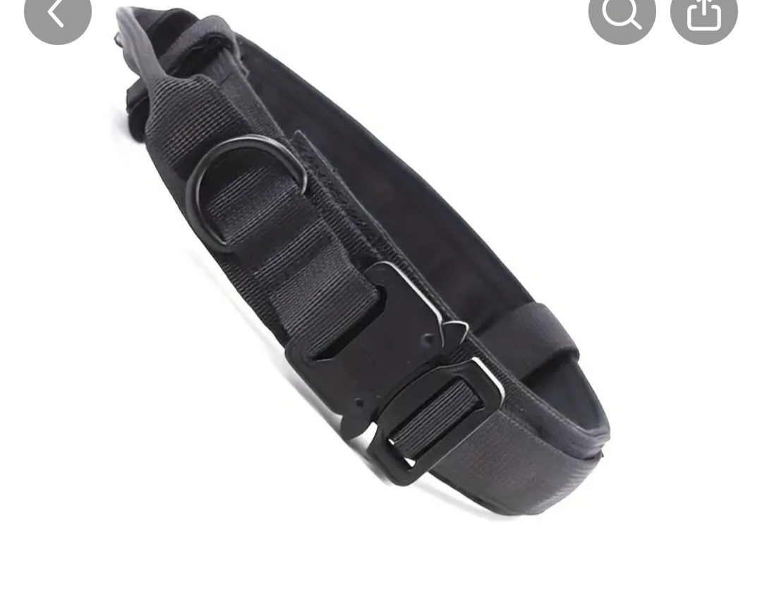 Tactical Heavy Duty Dog Collar MEDIUM BLACK thumbnail