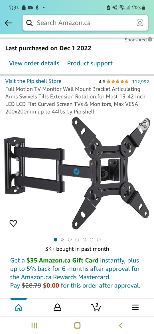 30" TV with wall mount - photo 4