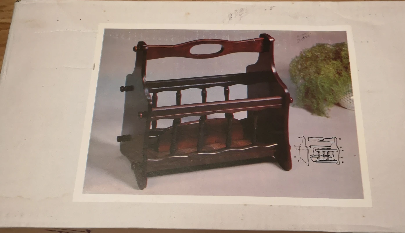 Dark Wood Vintage Magazine  Rack Holder Table Floor - photo 2