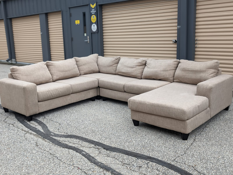 Free Delivery - Beige Modern U-Shape Large Sectional Couch/ Sofa