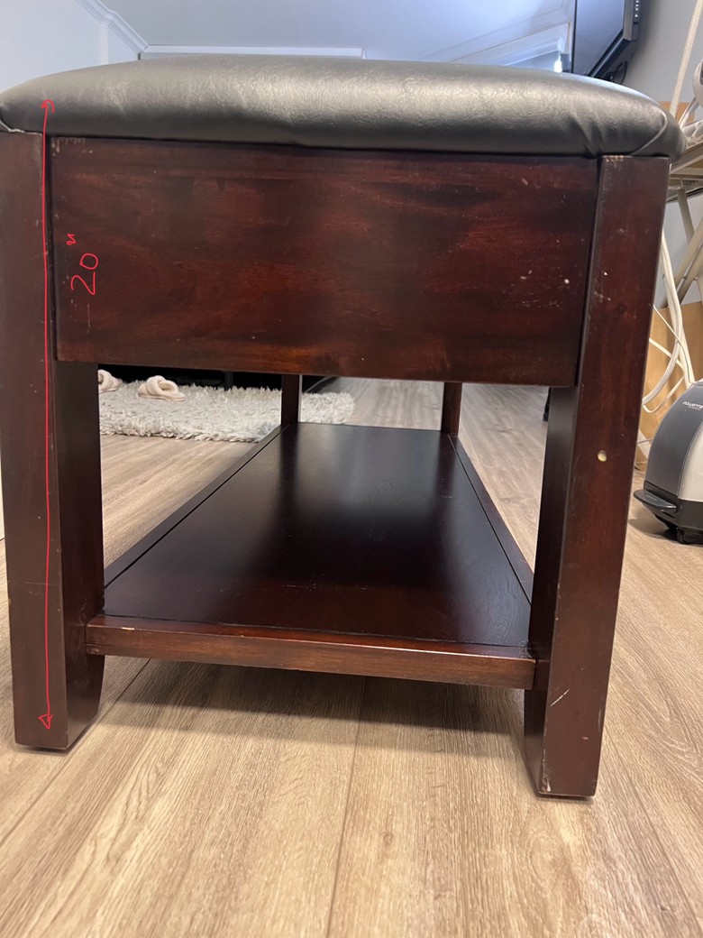 Solid wood faux leather bedroom bench - photo 3
