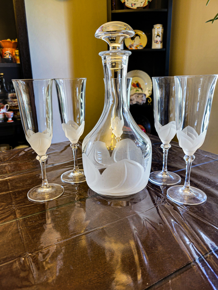 Cristal D'Arques-Durand Florence Decanter & Champagne Flutes - photo 2