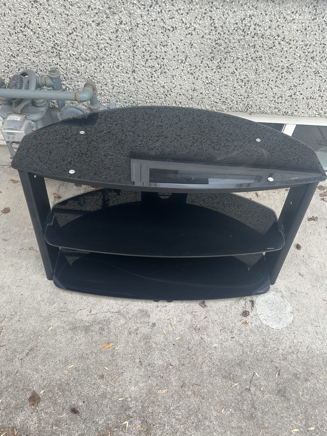 Three tier black glass TV stand - photo 3