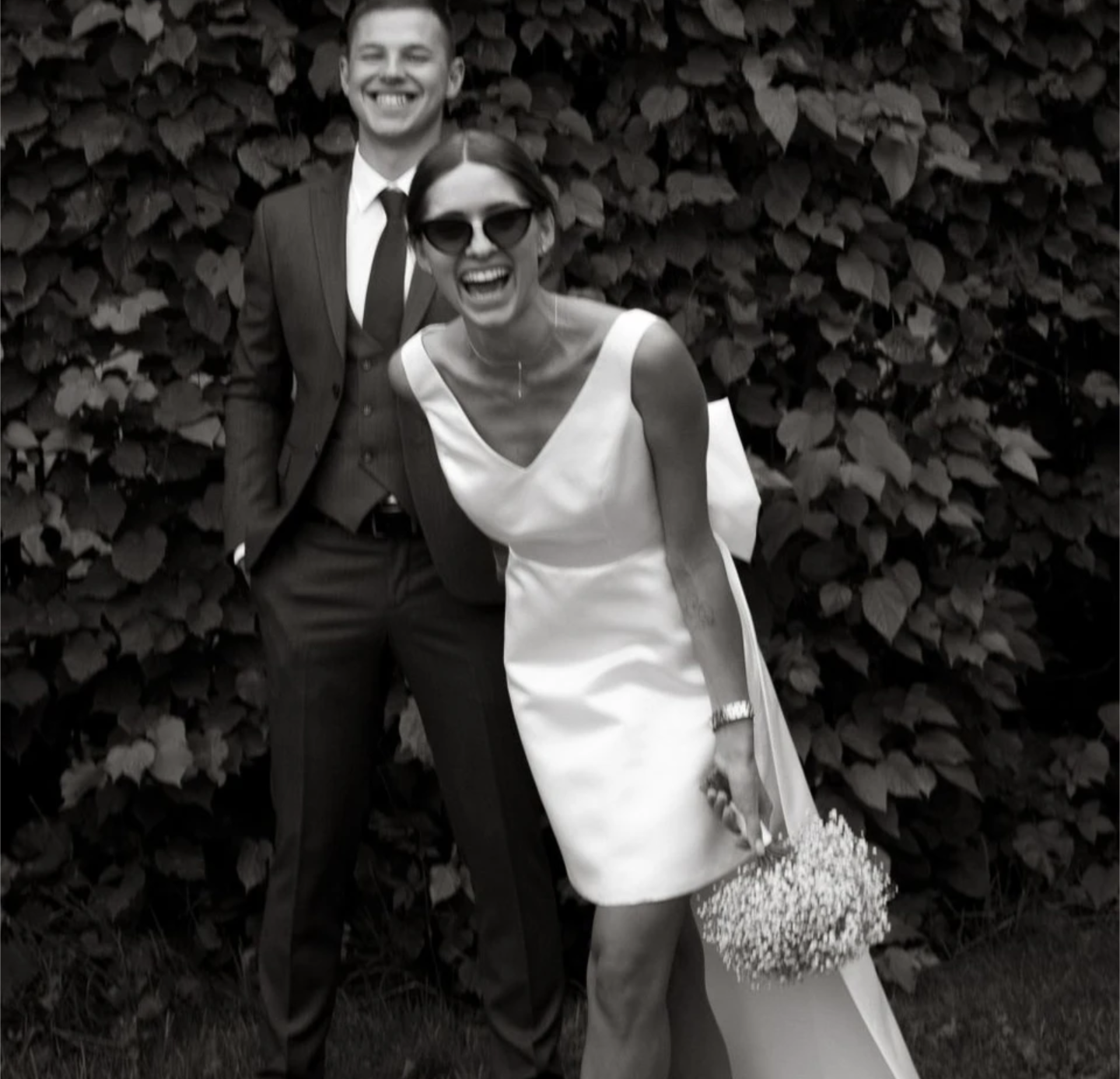 short satin Bridal Gown Wedding dress with big bow image indicator(5)