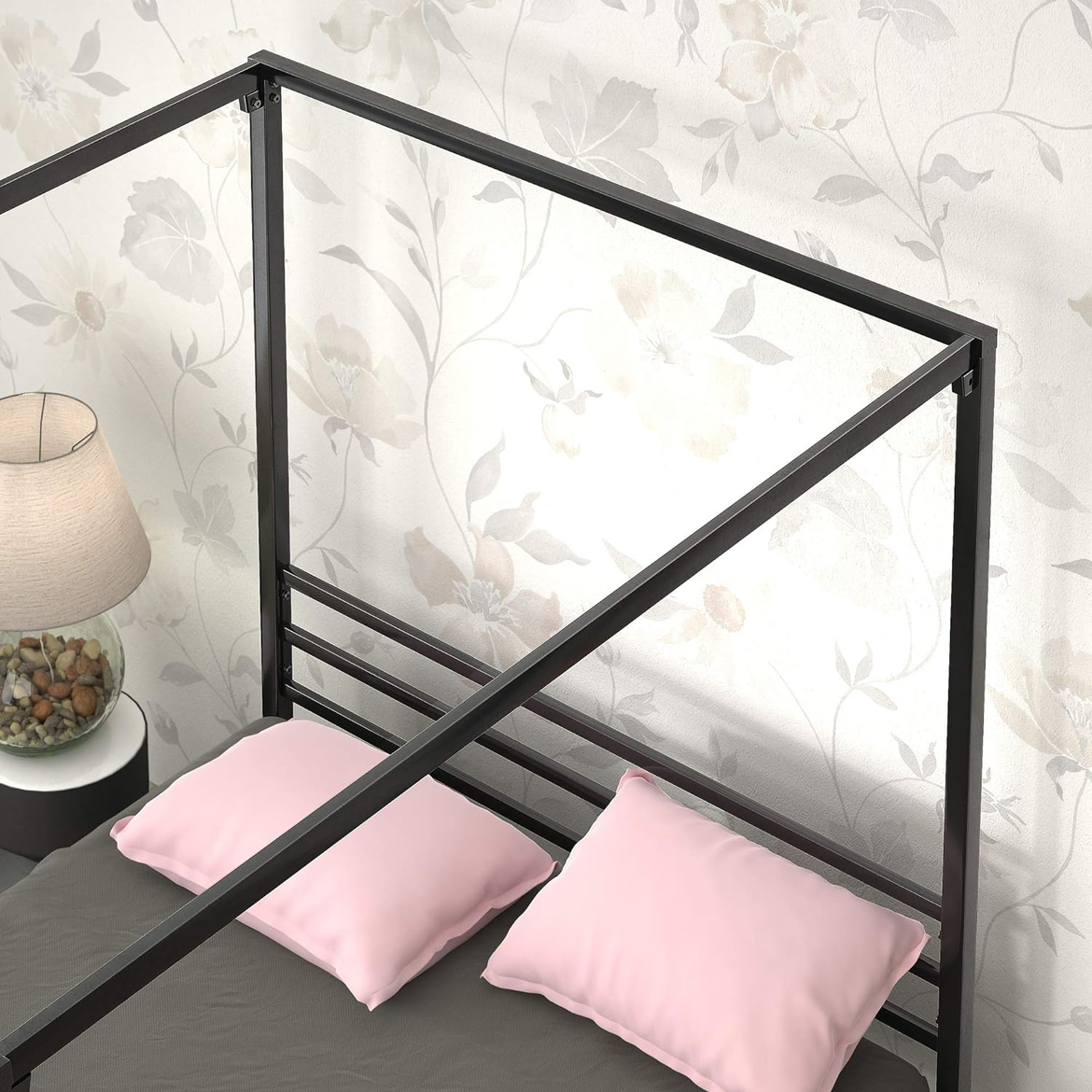 New ZINUS Patricia Black Metal Canopy Platform Bed Frame, Queen - photo 3