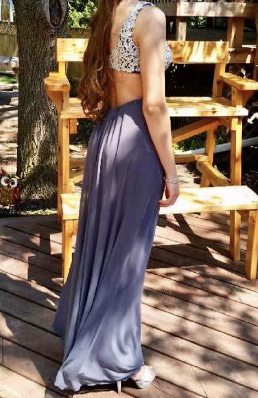 LaFemme Size 4 Charcoal Grey Prom Dress image indicator(4)