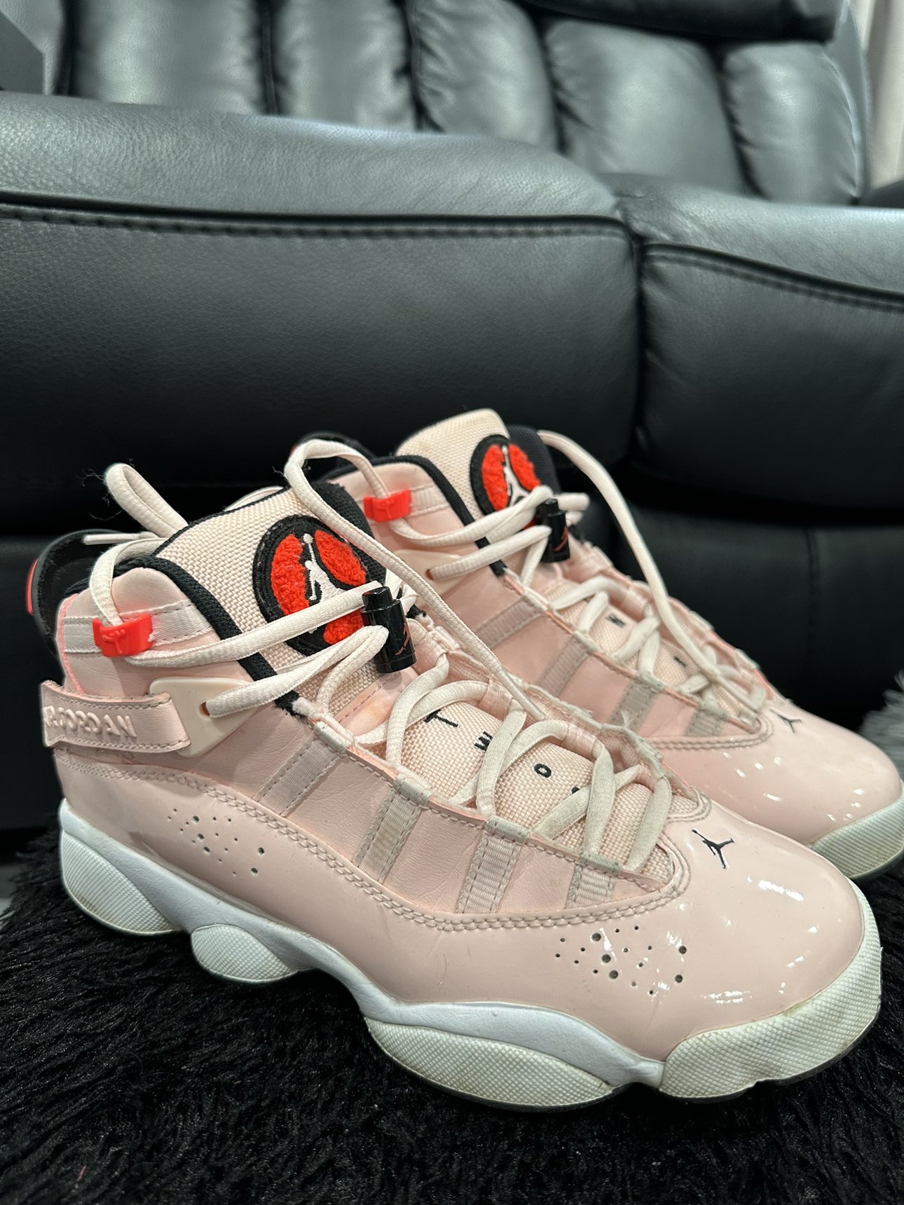 Air Jordan 6 Rings Atmosphere Pink Sneaker, Size 7Y - photo 2