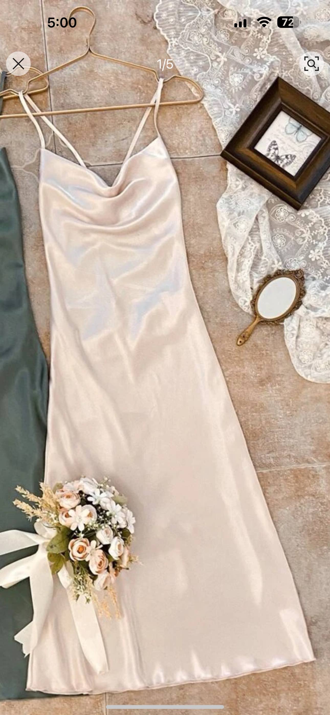 Satin cowl neck dress thumbnail