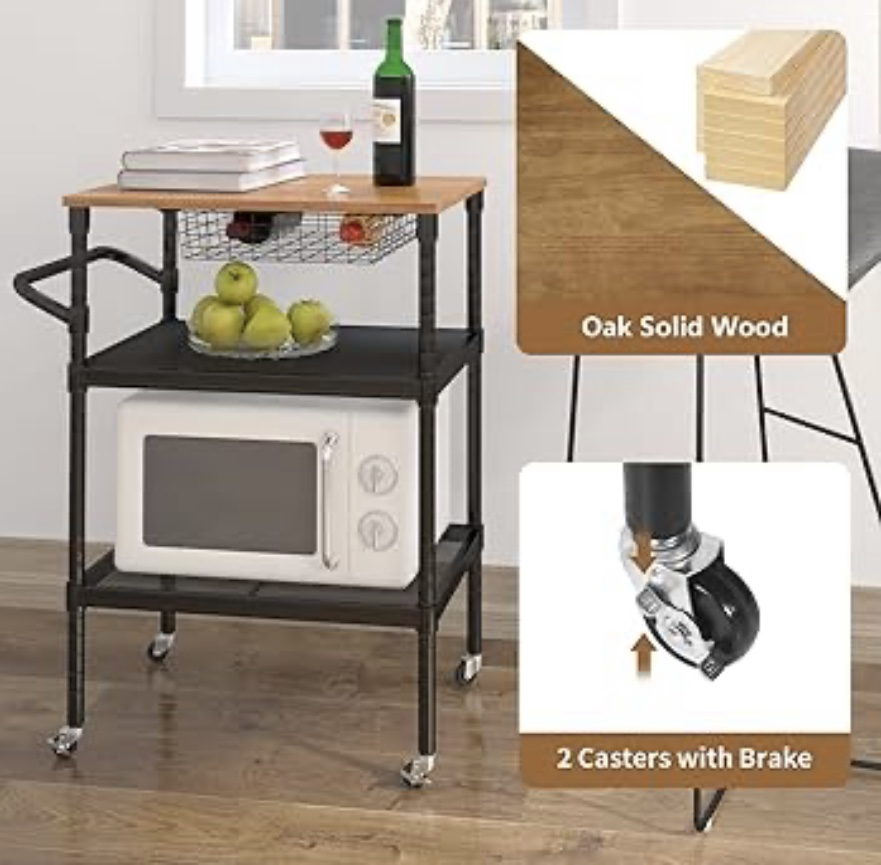 Kitchen Cart on Wheels with Storage, 3-Tier - photo 5