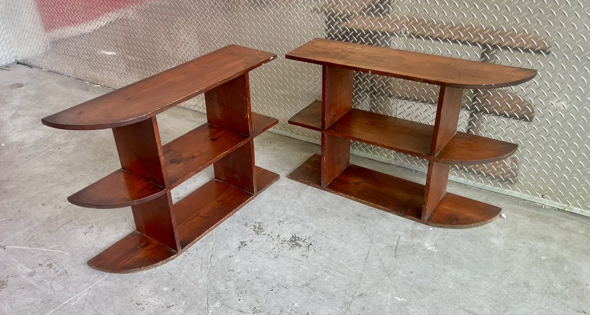 Vintage Solid Wood 2 Piece Corner Bookshelf Set