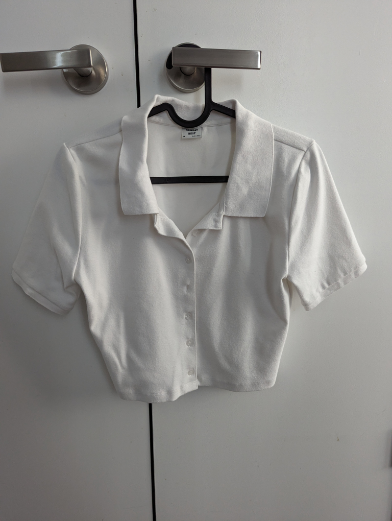 Aritzia white short sleeve collared top