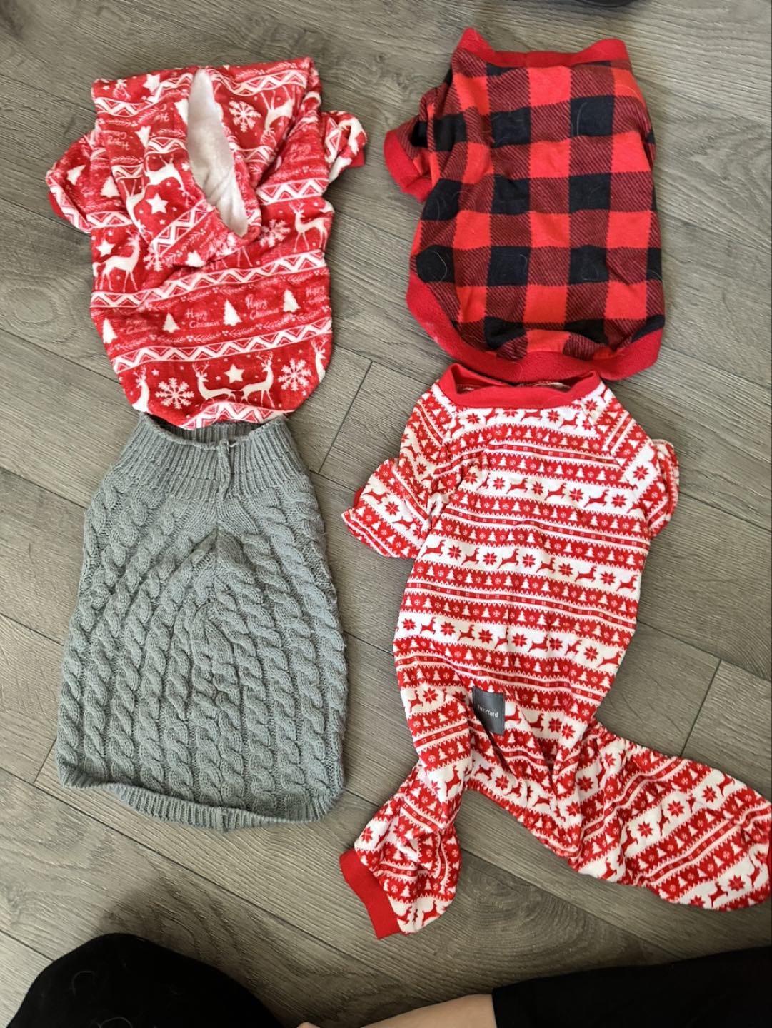 Dog Christmas outfits/pajamas