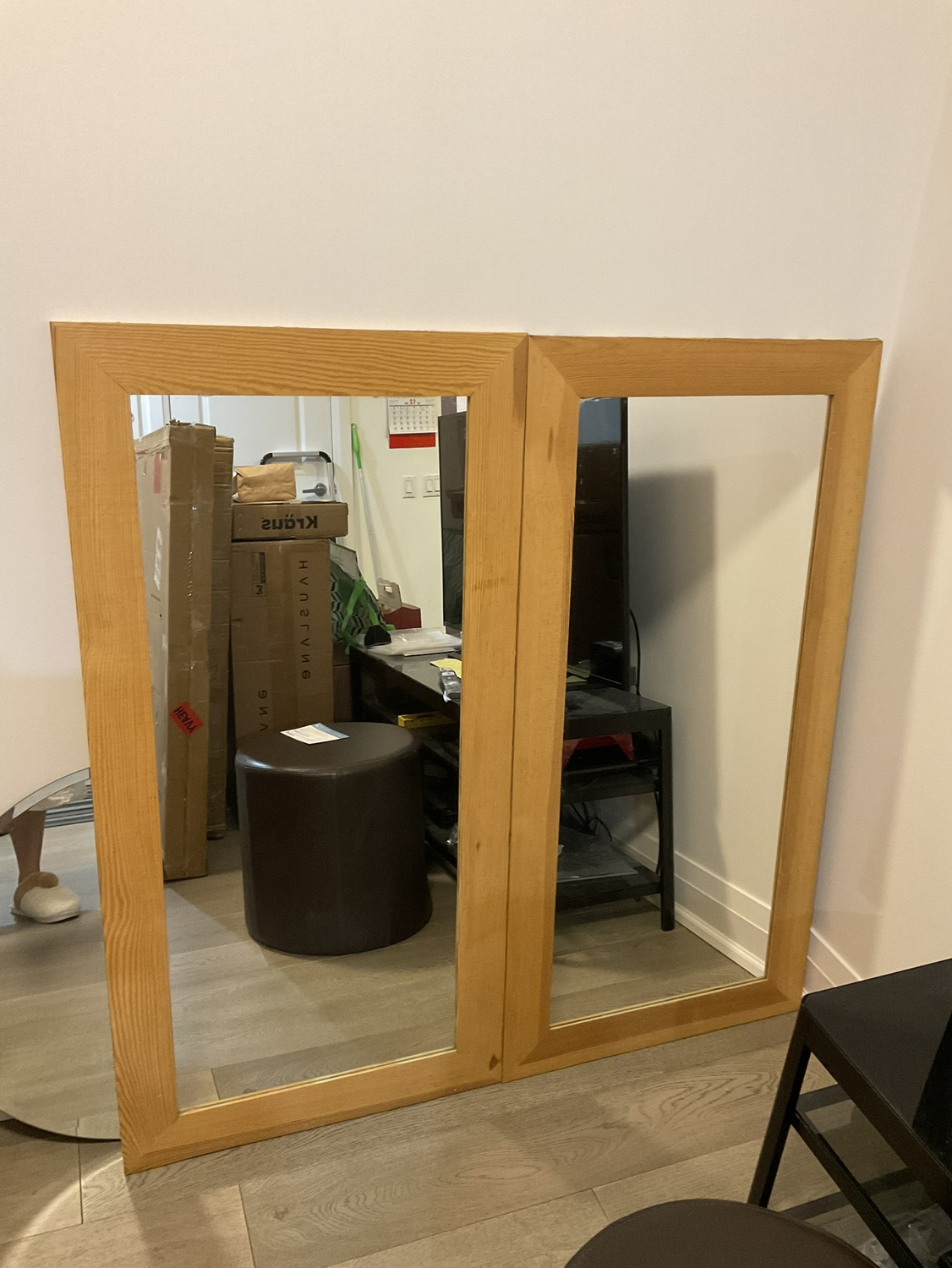 As pair of wood frame  mirror thumbnail