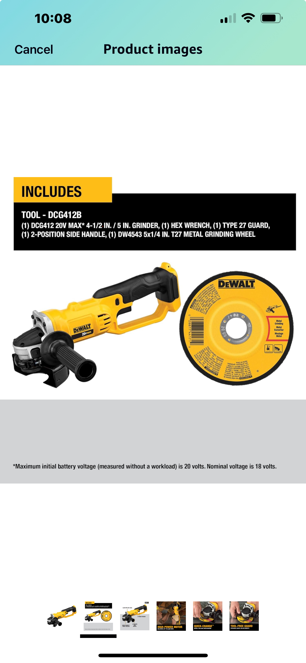 Dewalt 4-1/2” grinder with Battery 20V MAX Lithium Ion - photo 5