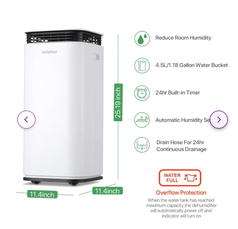 Dehumidifier - Waykar 70 Pints Console up to 4500 Cubic Feet - photo 2