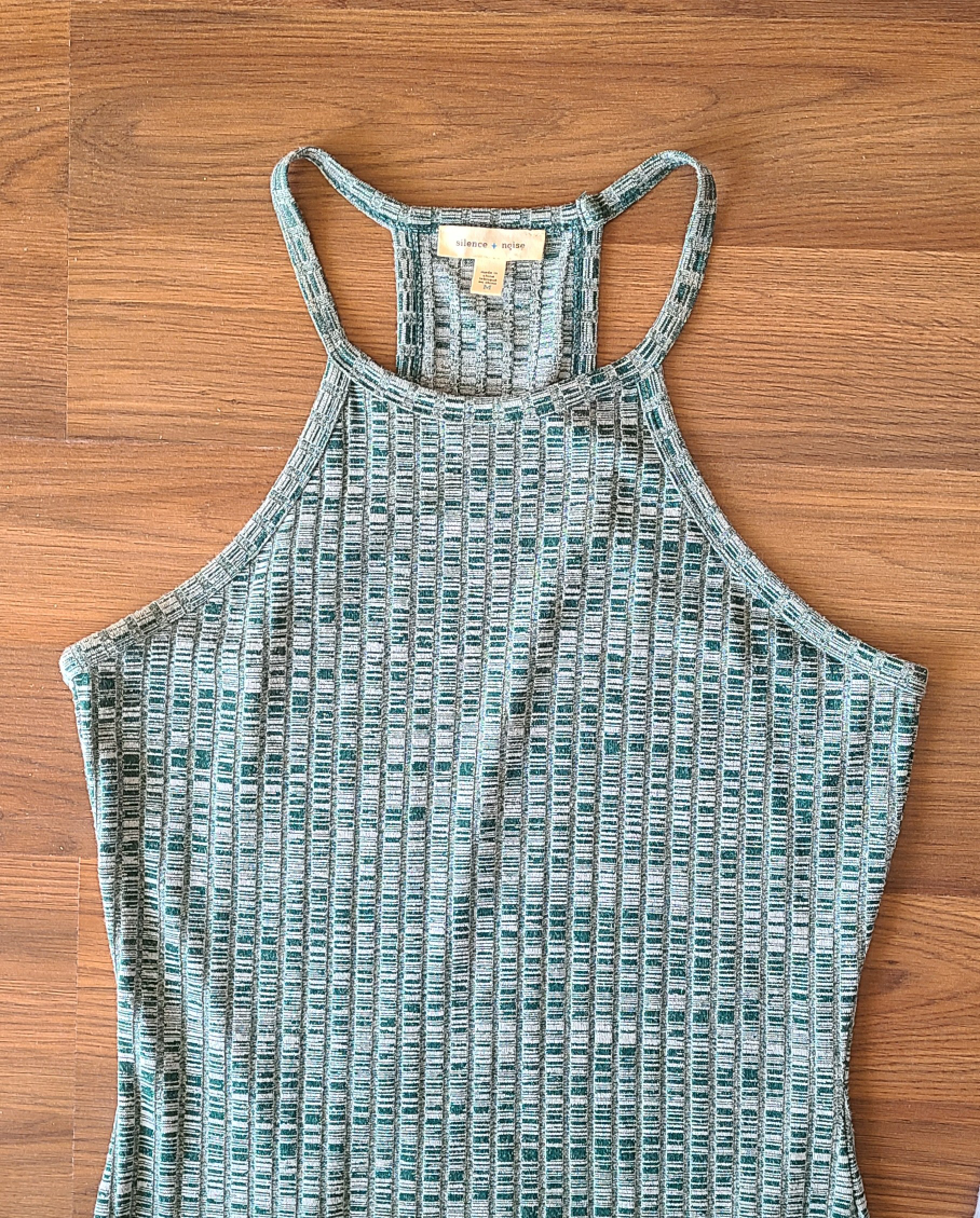 UO Silence + Noise Green Ribbed Fitted Tulip Dress Sz M - photo 5