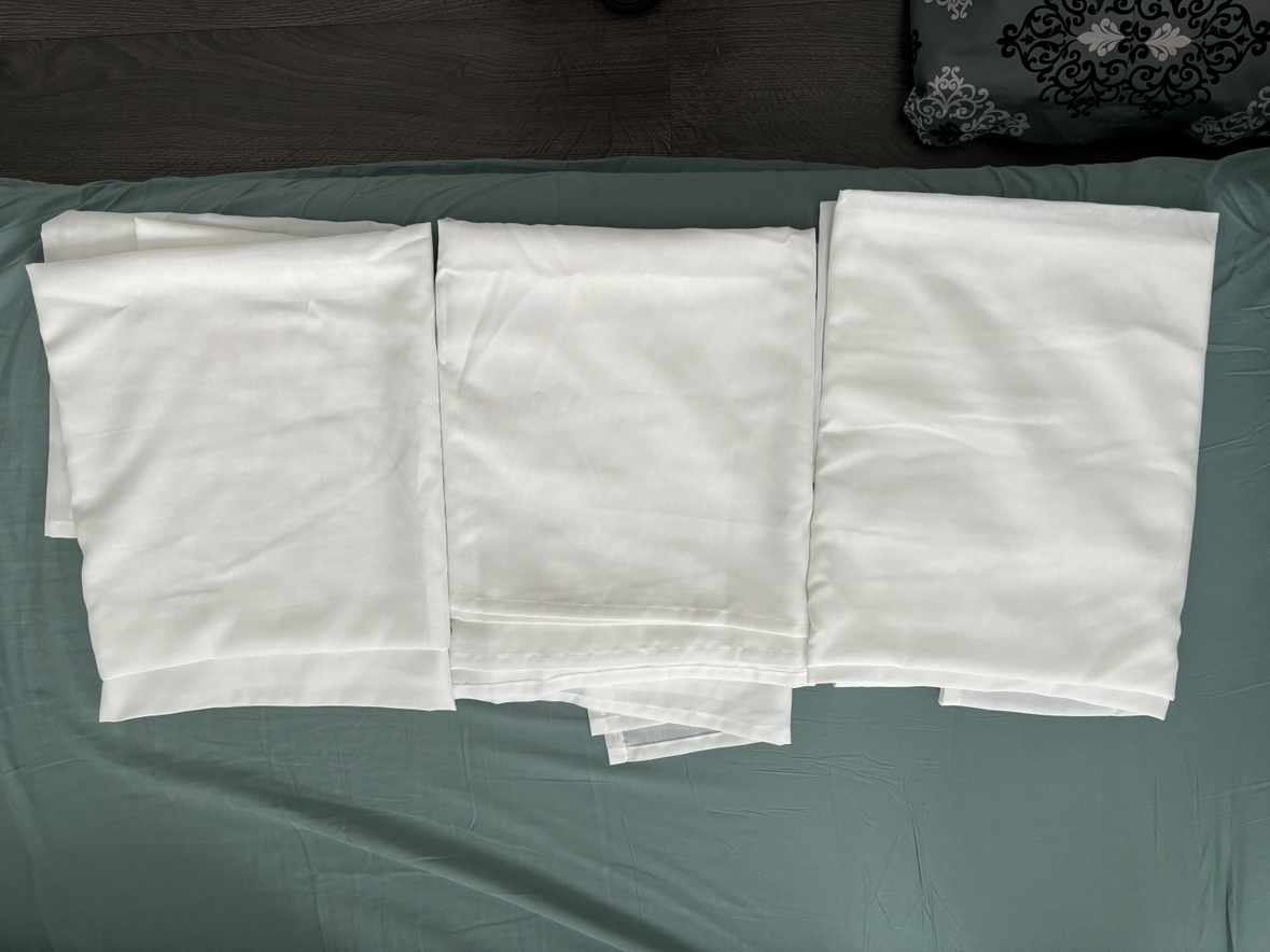 SALE ENDS!3 NEW white curtains +1 dark grey blackout curtain - photo 2