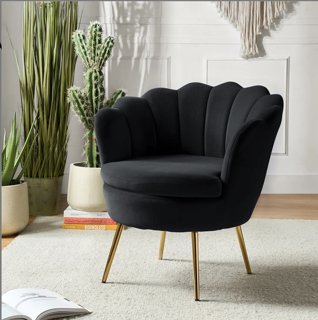 Black barrel chair