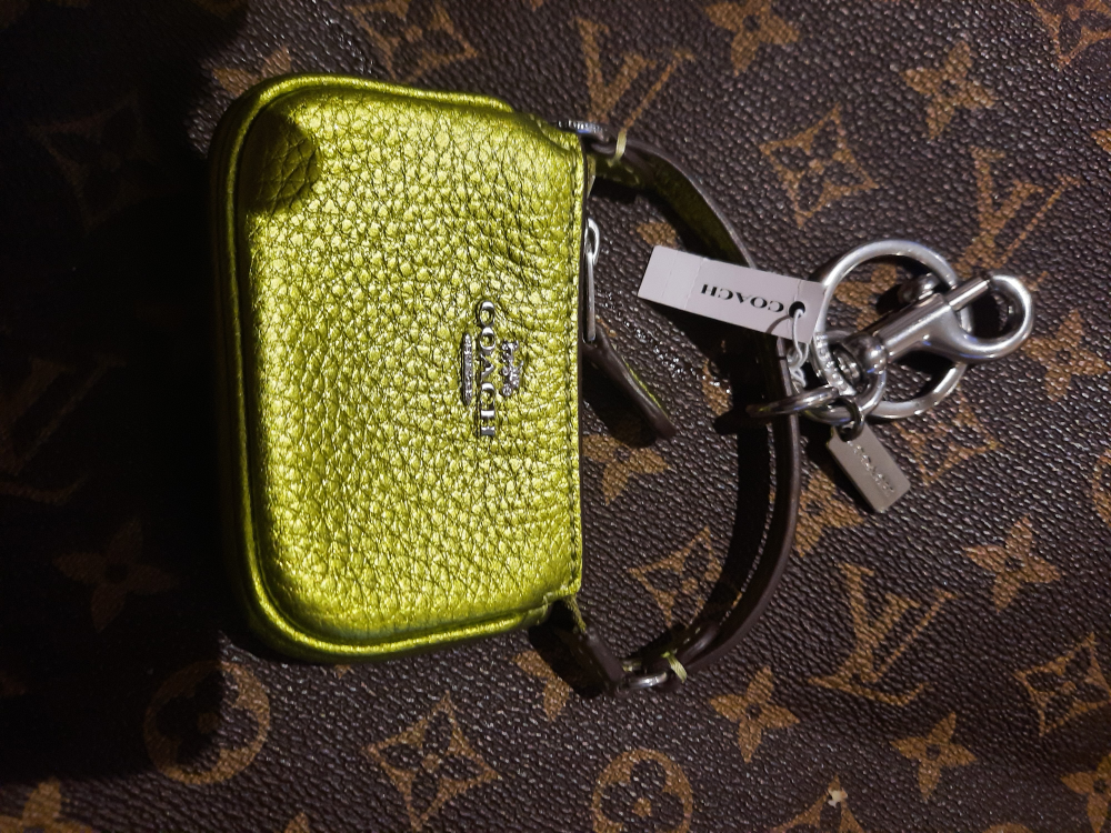 Authentic NWT COACH Keychain change purse GRN thumbnail