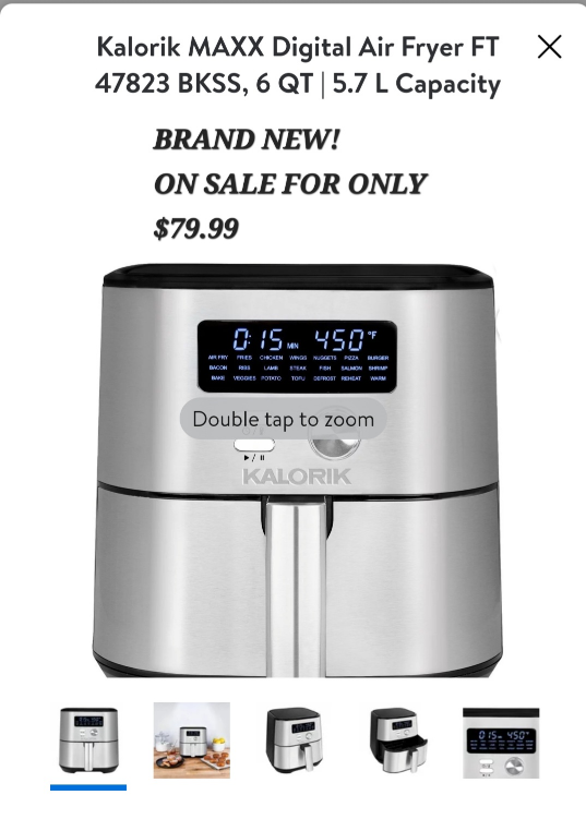 ON SALE!  KALORIK MAXX AIR FRYER 6QT STAINLESS STEEL ONLY $79.99 thumbnail