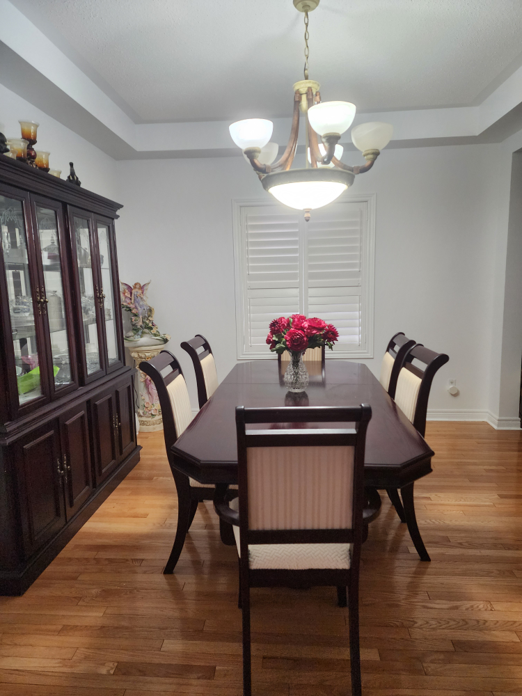 Solid wood Dining table with 6 chairs and hutch