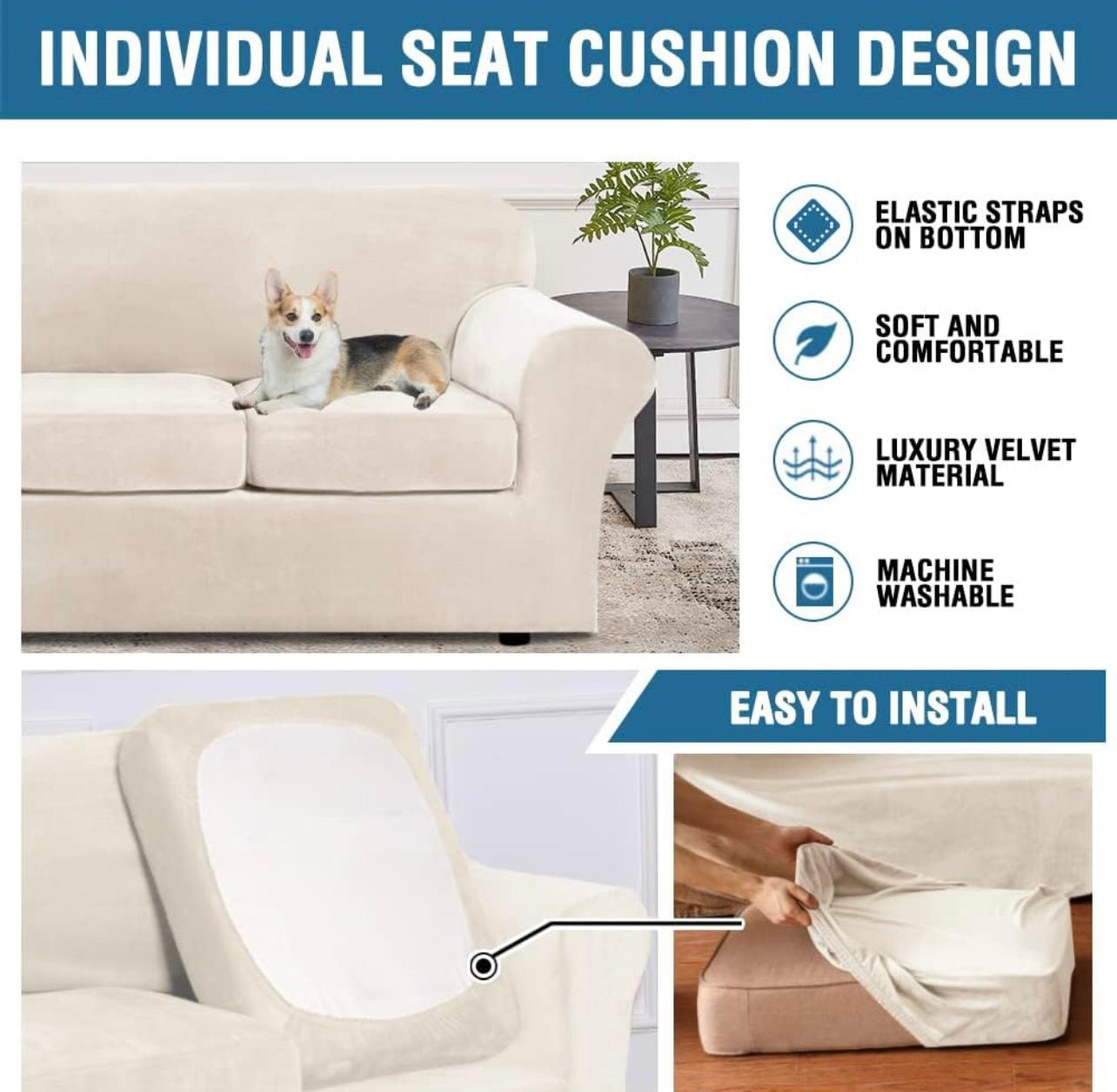 Velvet Sofa Slipcover + 3 Cushion Cover - photo 4