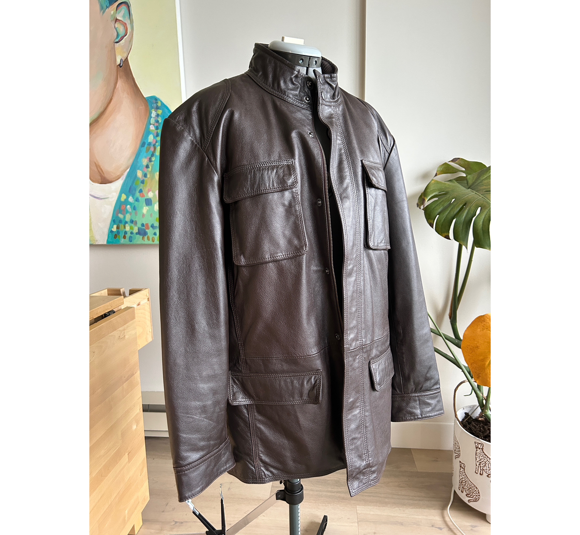 Black Brown 1826 Leather Jacket with lots of pockets image indicator(3)