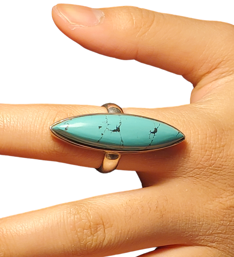 vtg. silver 925 turquoise/howlite ring thumbnail