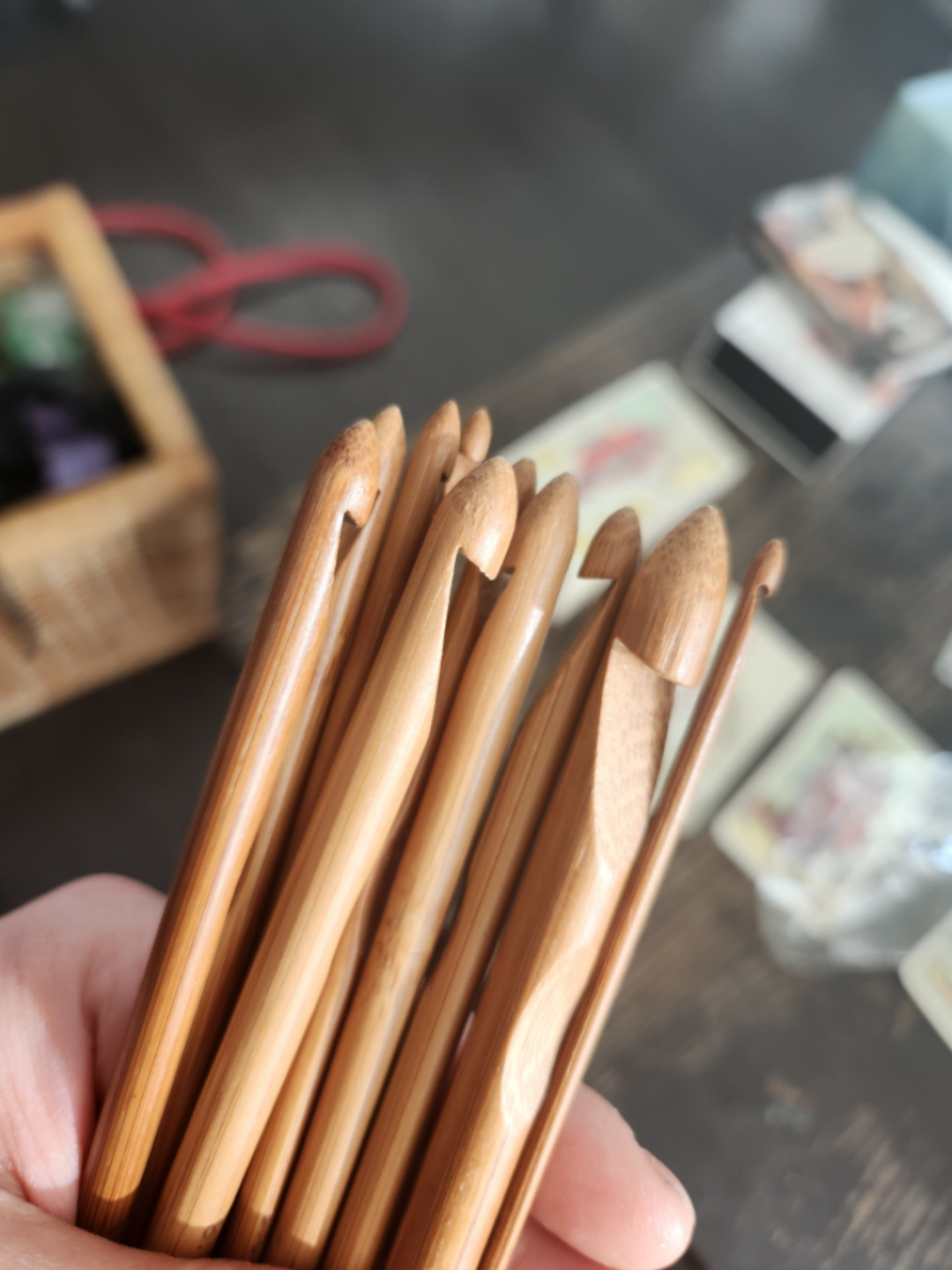 set of wooden crotchet hooks thumbnail