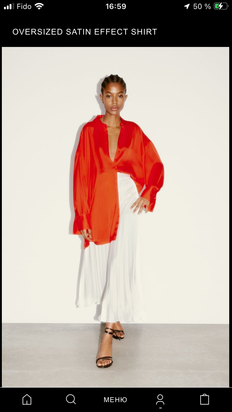 Zara oversized satin shirt thumbnail