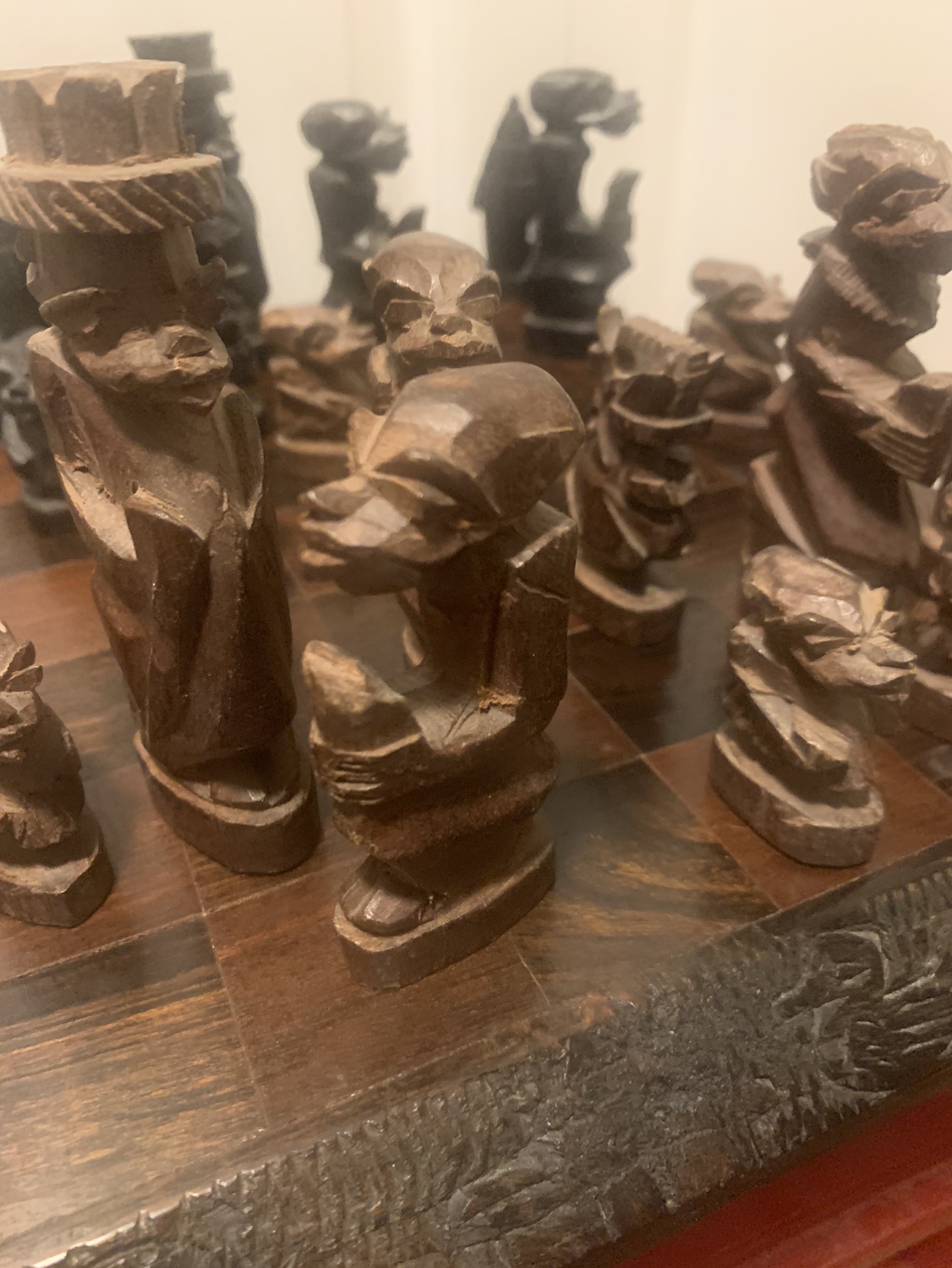African Wood Carved Chess Set - photo 3