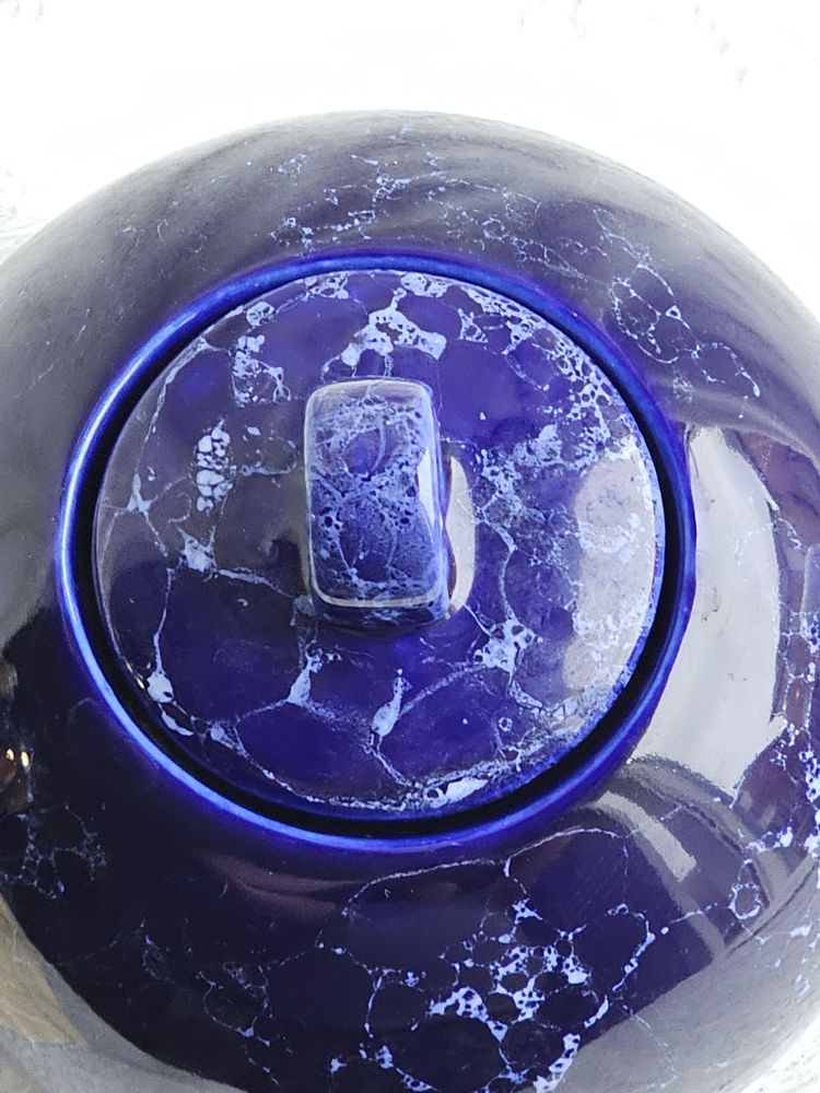 Vintage Japanese Blue Bubble Glaze Ceramic Teapot image indicator(2)