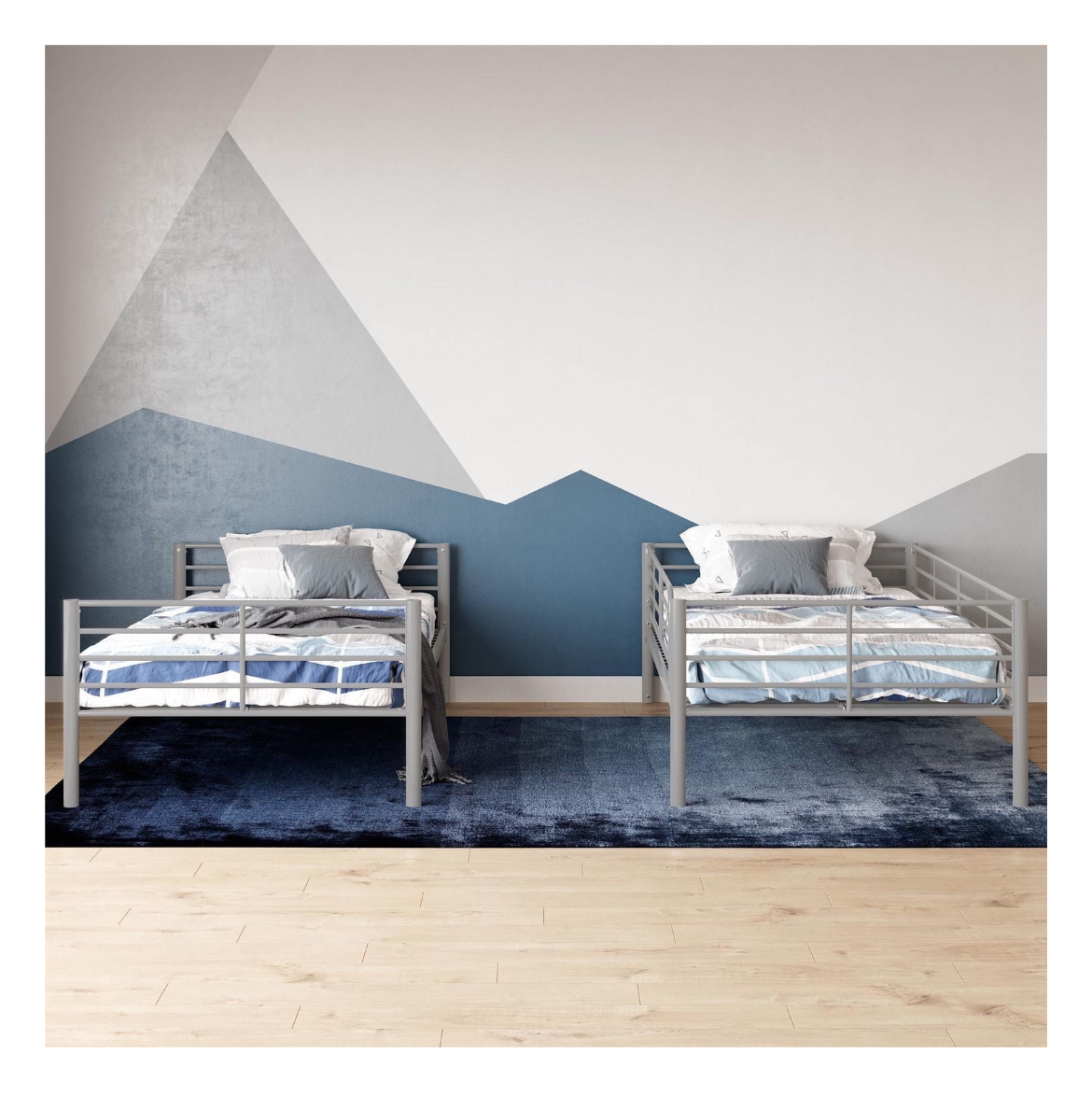 Selling Mainstays Twin over Twin Convertible Bunk Bed in Silver - photo 4